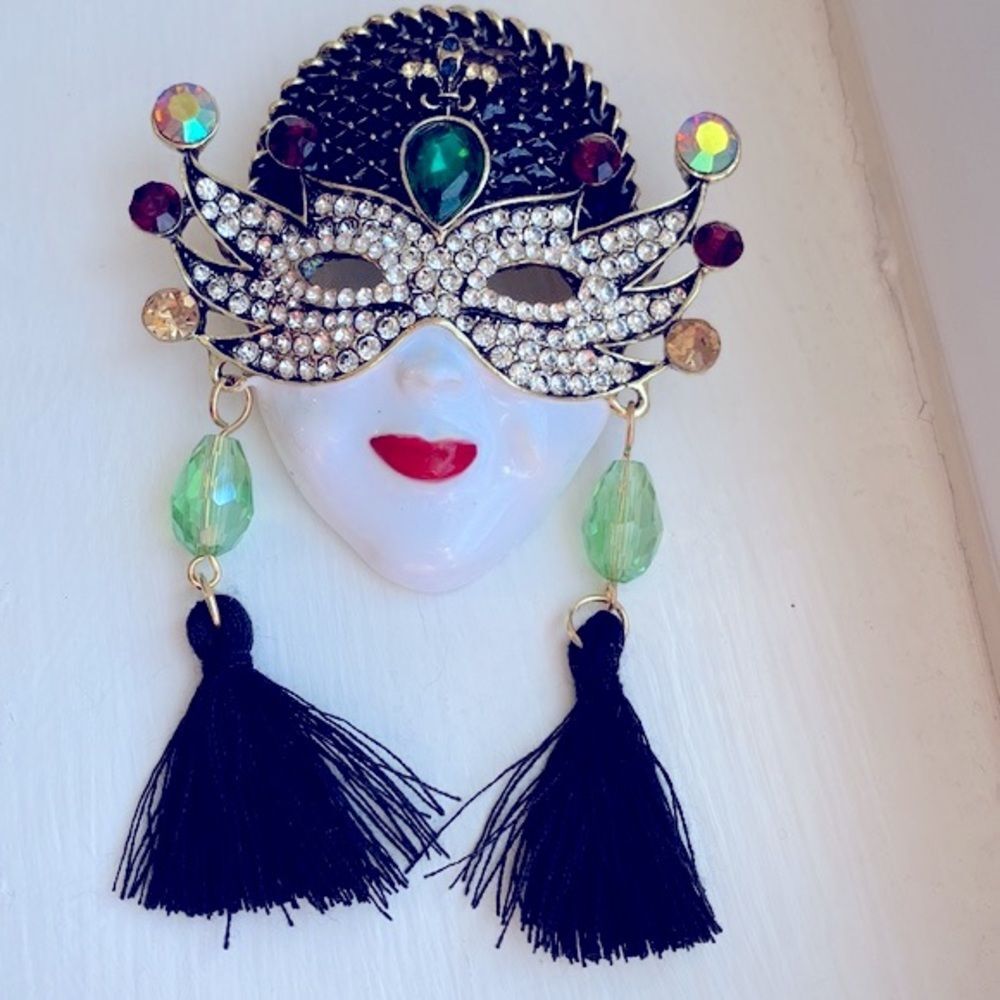 Huge Vintage Style Mask Brooch